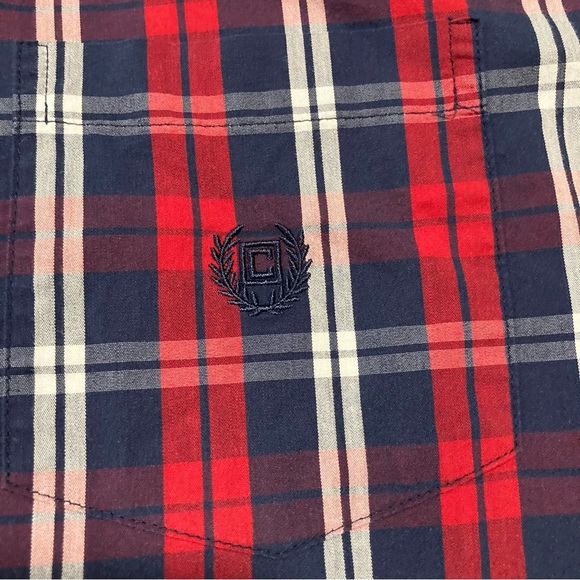 CHAPS Red, White, & Blue Button Down Long Sleeve Shirt | Stretch Easy Care - Picture 13 of 14
